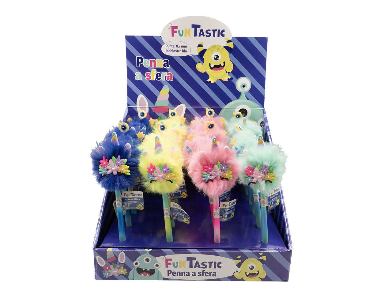 Penna a sfera pelosa mostri e unicorno