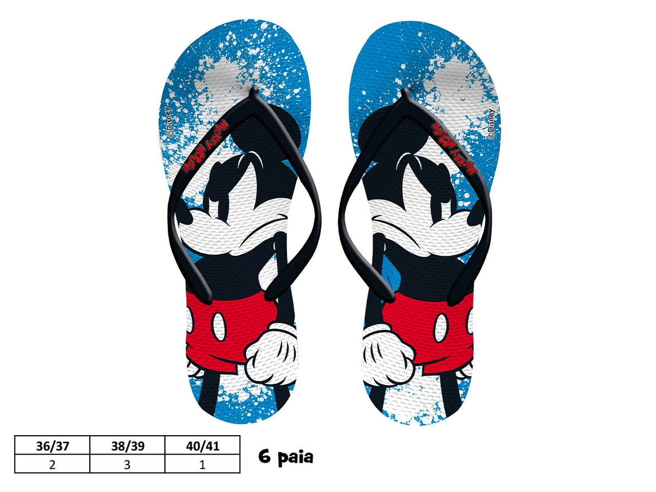 Infradito Topolino da donna in plastica eva azzurro e nero - Coriex