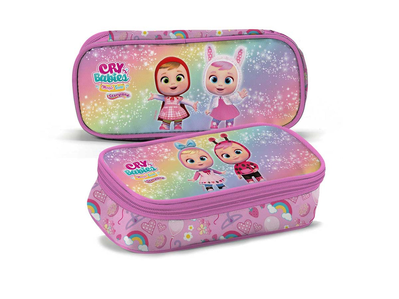 Astuccio scuola bimba portatutto ovale Cry Babies semirigido tessuto multicolor - 22x9,5x6 cm - Coriex