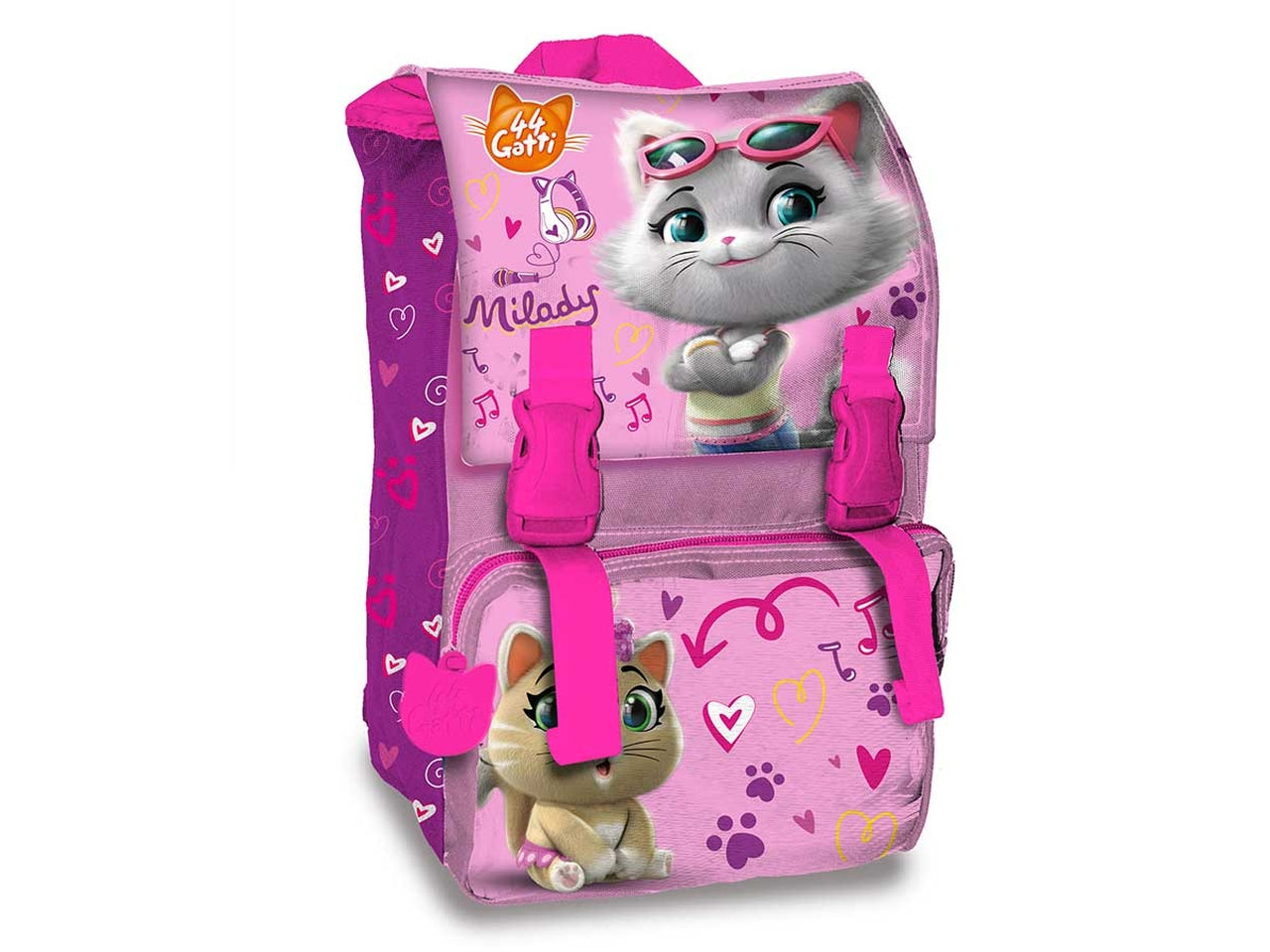 Zaino per scuola elementare bimba 44 gatti in tessuto multicolor - 32x24x11 cm - Coriex