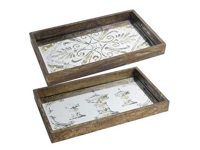 Vassoi legno/vetro 2 pezzi 801124