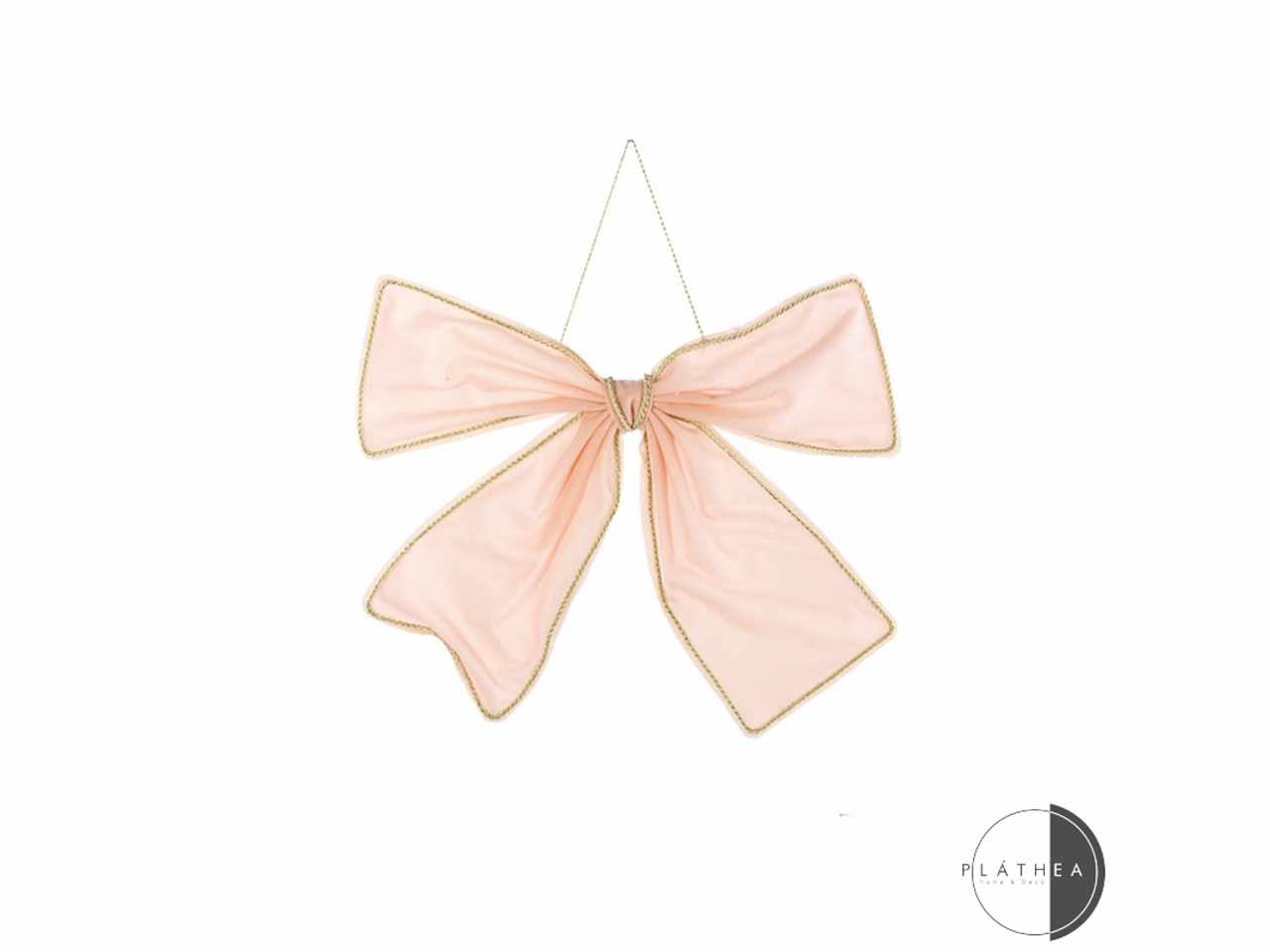 Decoro fiocco rosa 39x31cm in poliestere