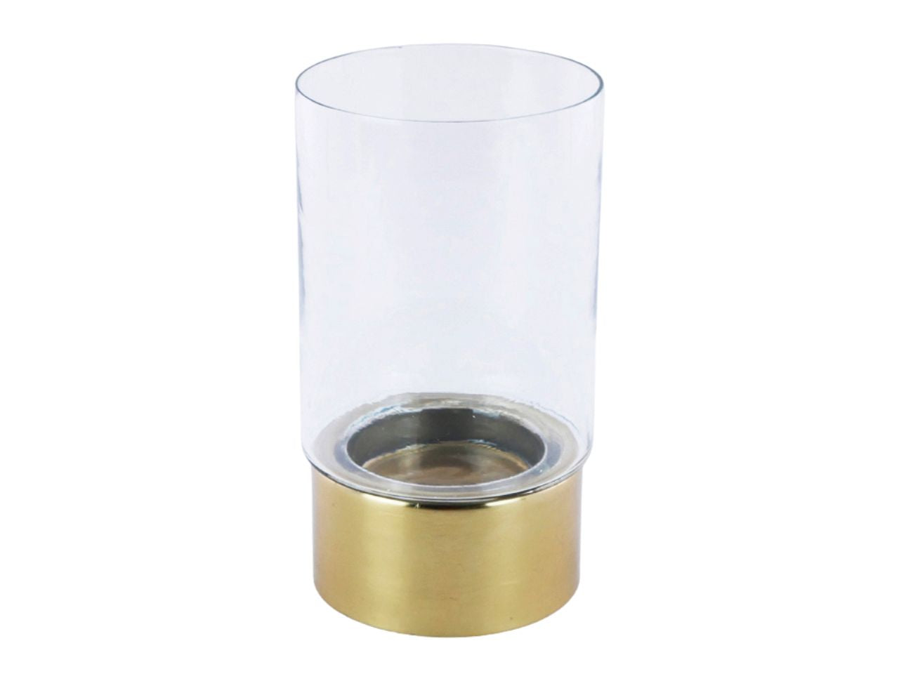 Portacandela oro d.13x25cm in vetro e metallo