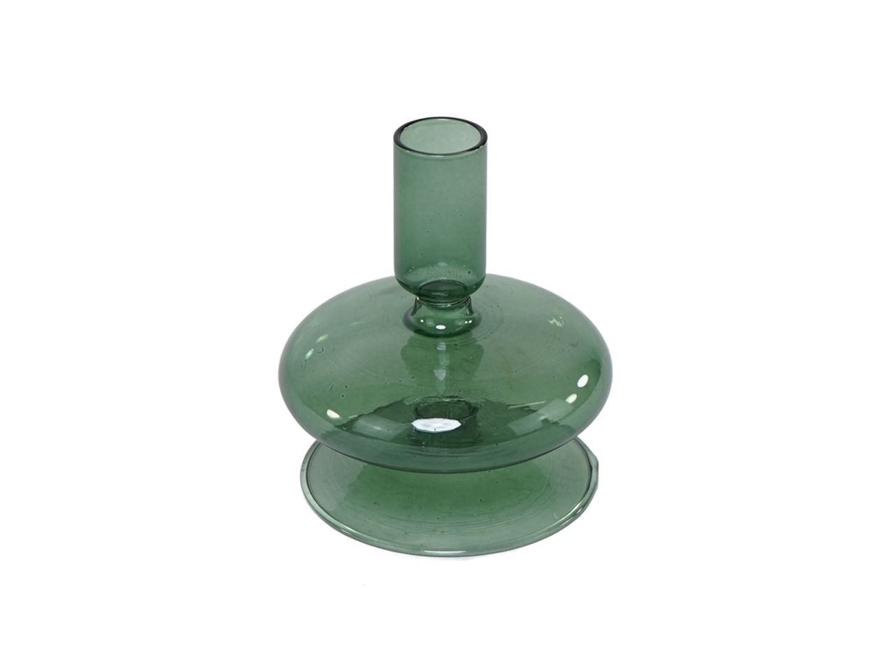 Candeliere colore verde misura d.9,5x11cm in vetro