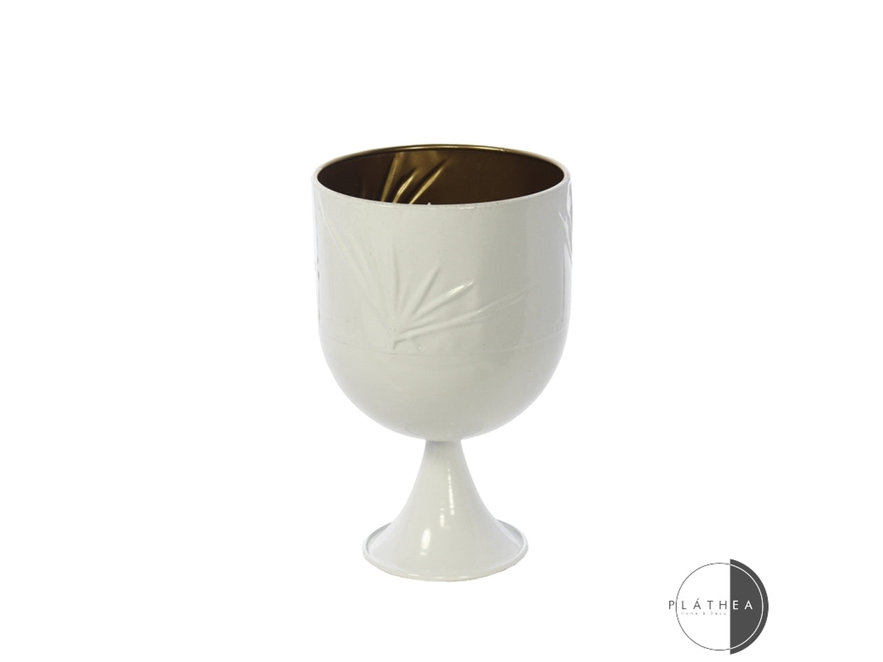 Centrotavola moderno in metallo bianco con fiori stilizzati a rilievo - 28x16 cm - Plà thea
