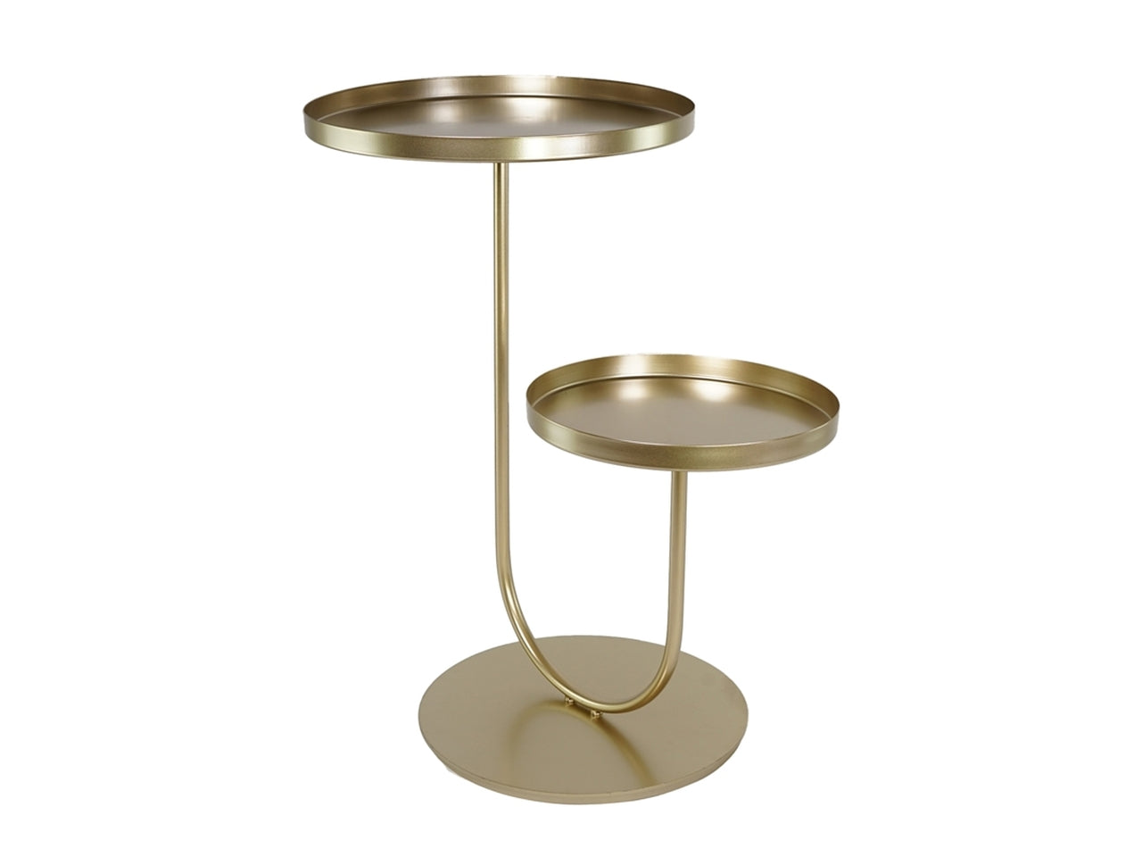 Portacandela moderno in metallo dorato, alzatina con 2 piani - altezza 67 cm - diametro piatti 40-30cm - Plà thea