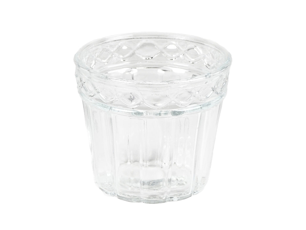 Vaso cachepot per piantine moderno in vetro trasparente a campana con decorazione a rilievo, uso interno - 11x10cm - Plà thea