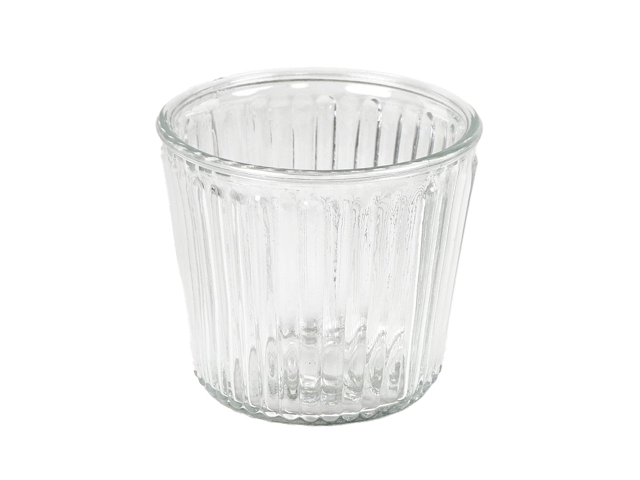 Vaso cachepot per piantine moderno in vetro trasparente cilindrico con decorazione a rilievo, per uso interno - 11x10 cm - Plà thea