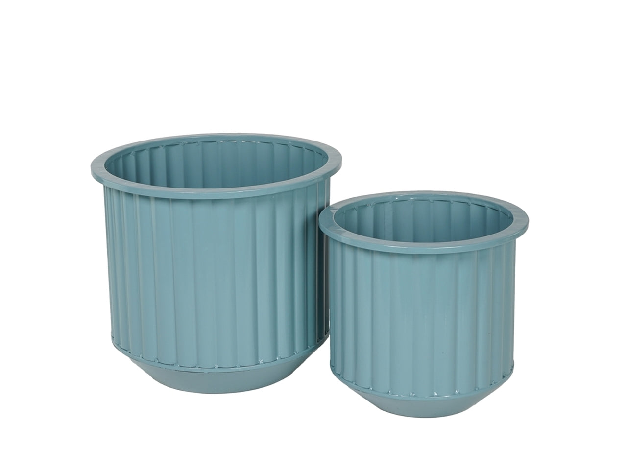 Vasi cachepot per piante stile moderno metallo, colore carta da zucchero con decori a rilievo verticali - Plà thea