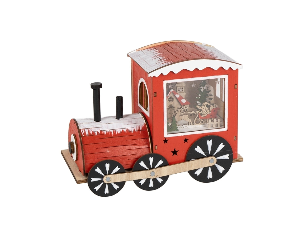 Trenino natalizio 22x11,5x17cm in legno con led