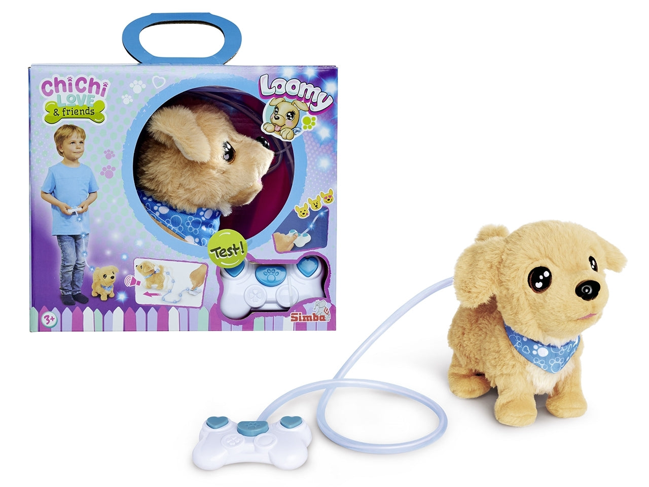 Chichi love golden retriever filoguidato 20cm Il Golden Retriever indossa una bandana blu. - Simba