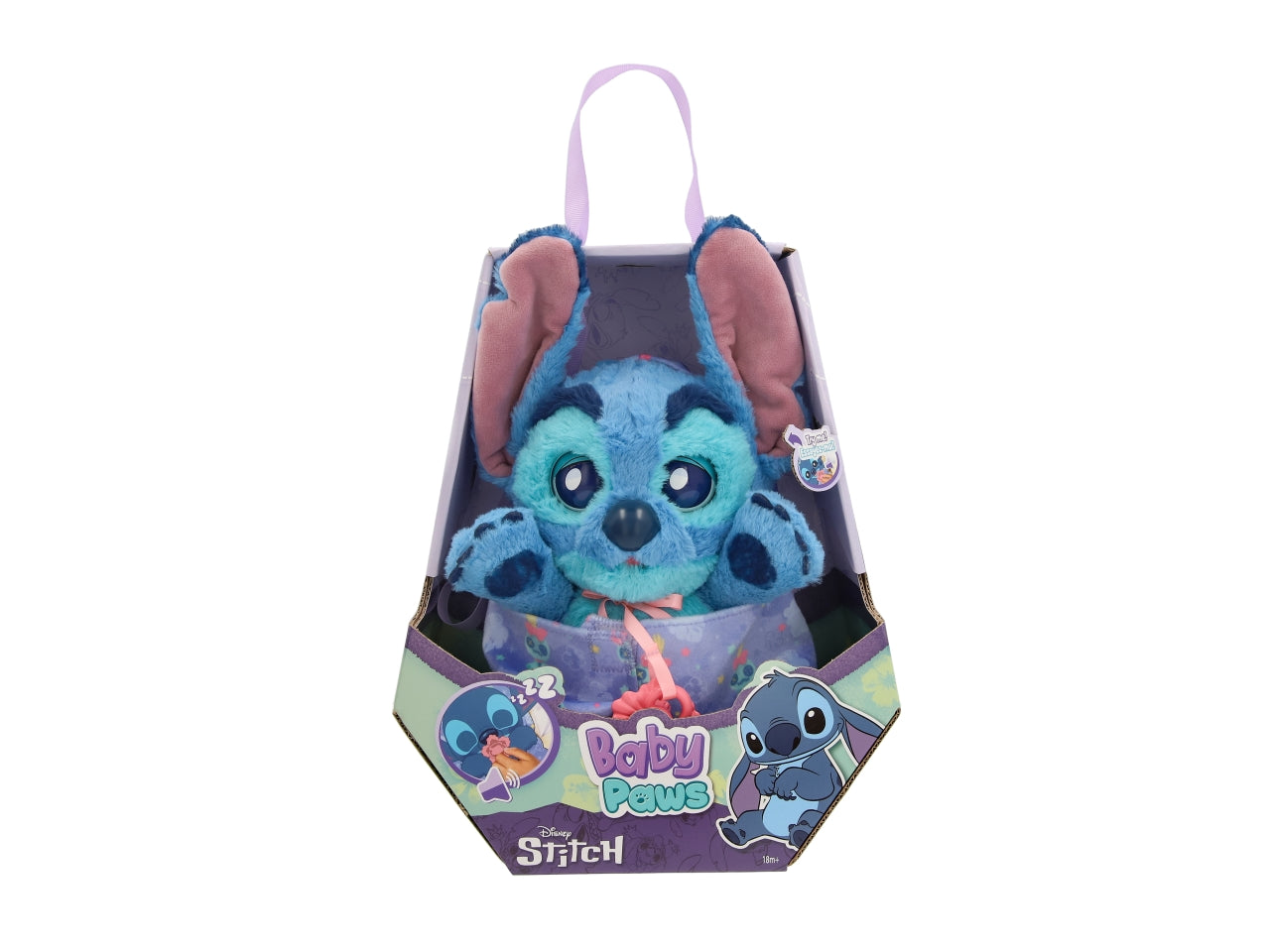 Baby paws Stitch, Peluche interattivo con borsetta per bambini, 18+ mesi