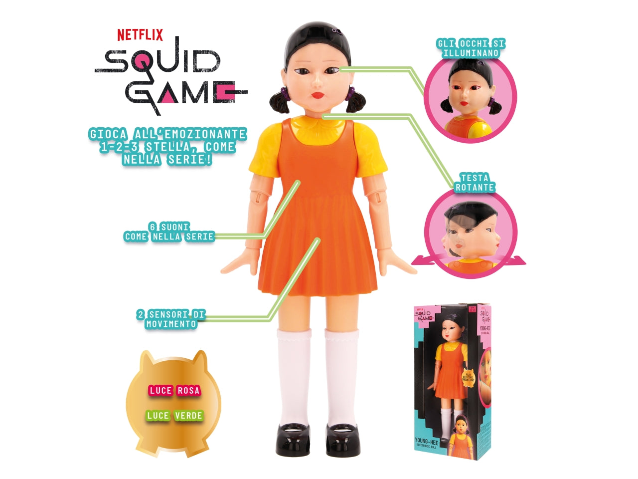 Bambola Interattiva Squid Game Young Hee - Luminosa e Sonora - Imc Toys