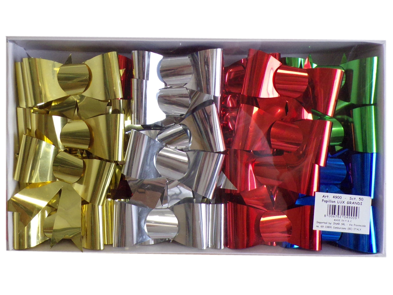 Coccarde papillons in confezione da 50 pezzi - disponibile in color oro o colori assortiti