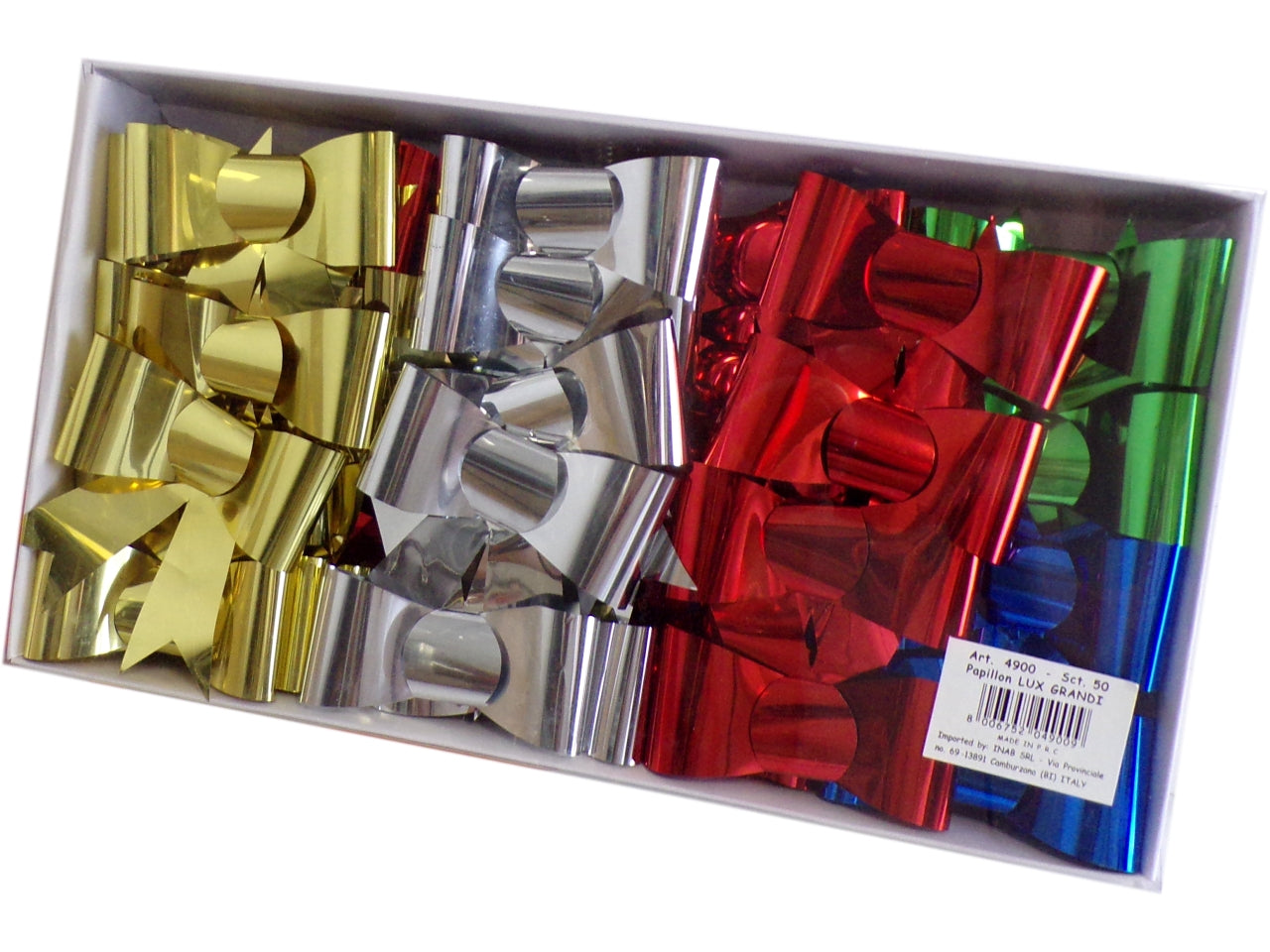 Coccarde papillons in confezione da 50 pezzi - disponibile in color oro o colori assortiti