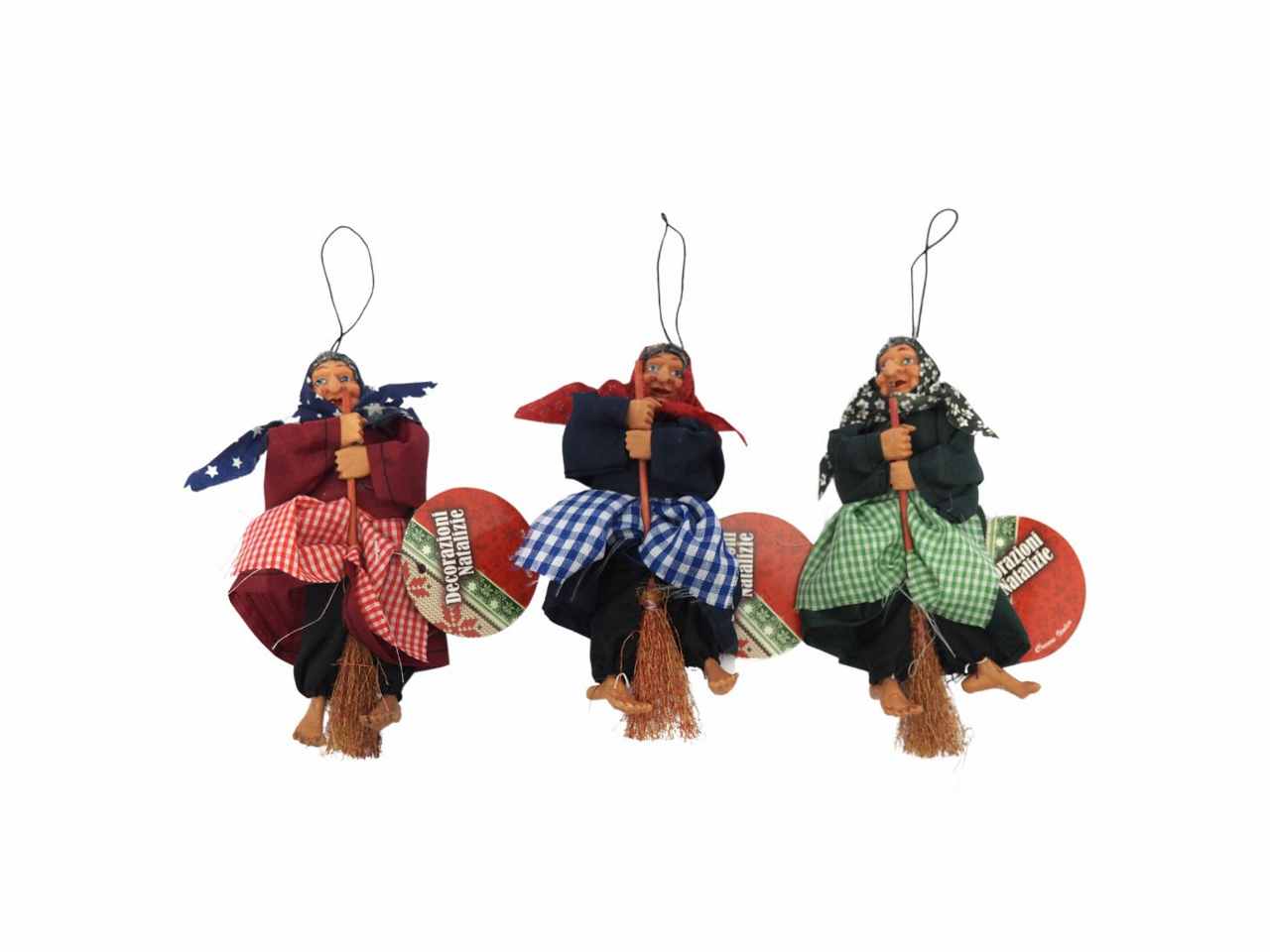 Befana da appendere 17x6cm, disponibile in 3 colorazioni