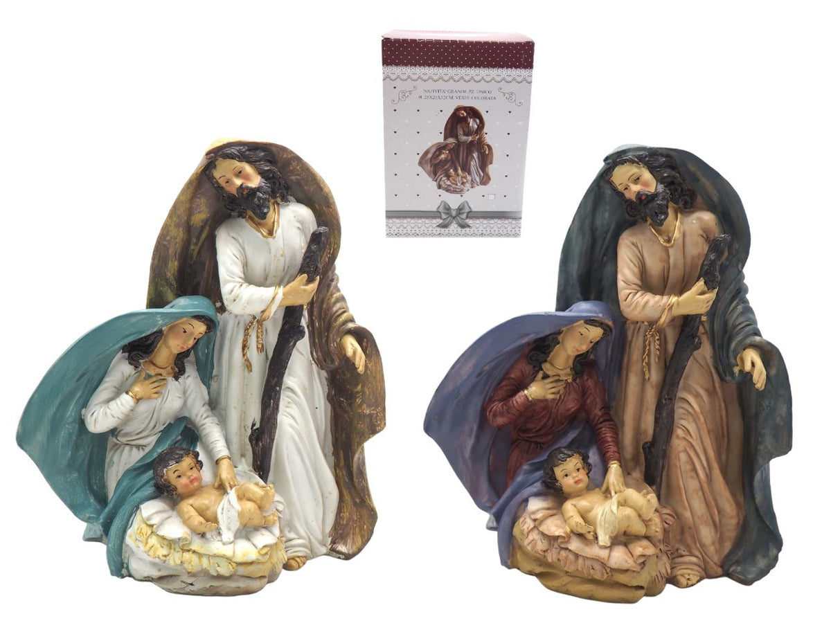 Nativita' grande h.25x21x12cm con veste colorata