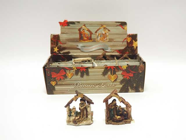 Nativita' con capanna in poliresina 4x5cm