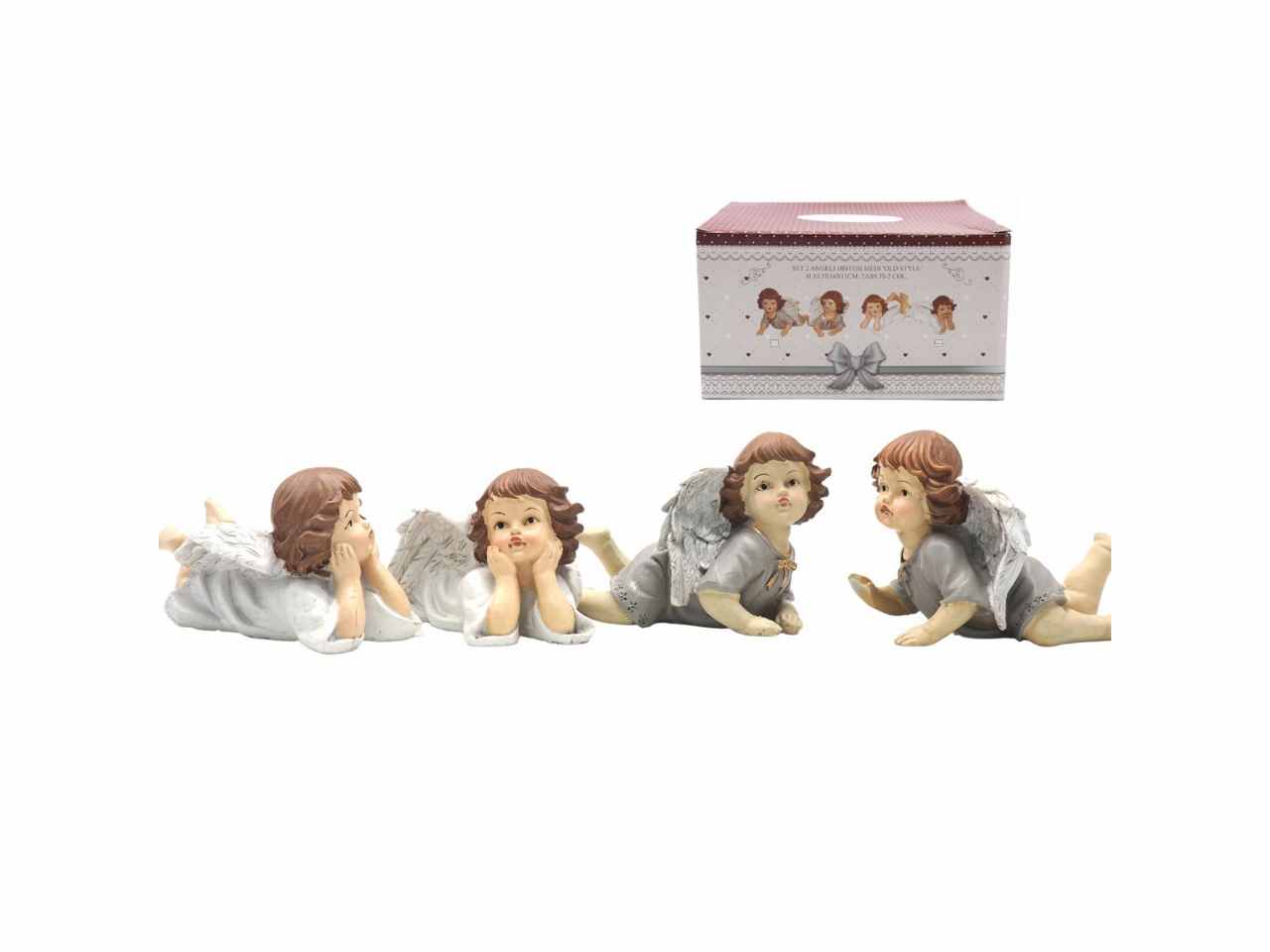 Angeli distesi medi 'old style' 10,5x16x11cm 2ass.ti-2 col. 2 pezzi
