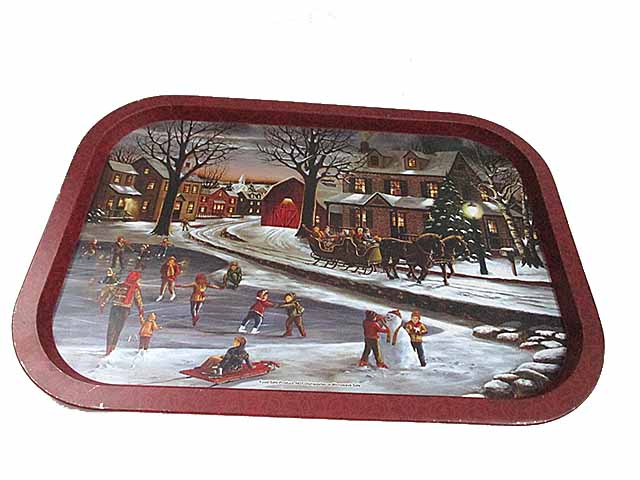 Vassoio in latta misura 29x48cm con decoro natalizio assortiti