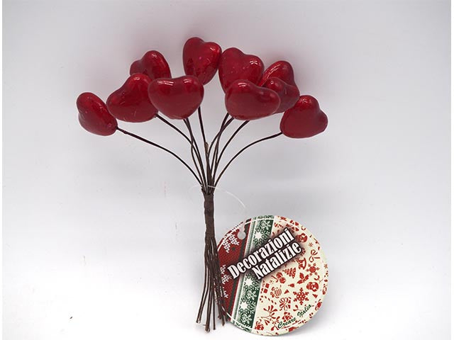 Mazzetto con 10 cuori rossi misura d.2xh.11cm