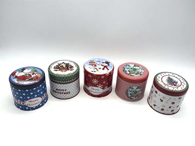 Scatola rotonda latta con coperchio 8,3xh.8,5cm 4 decori assortiti