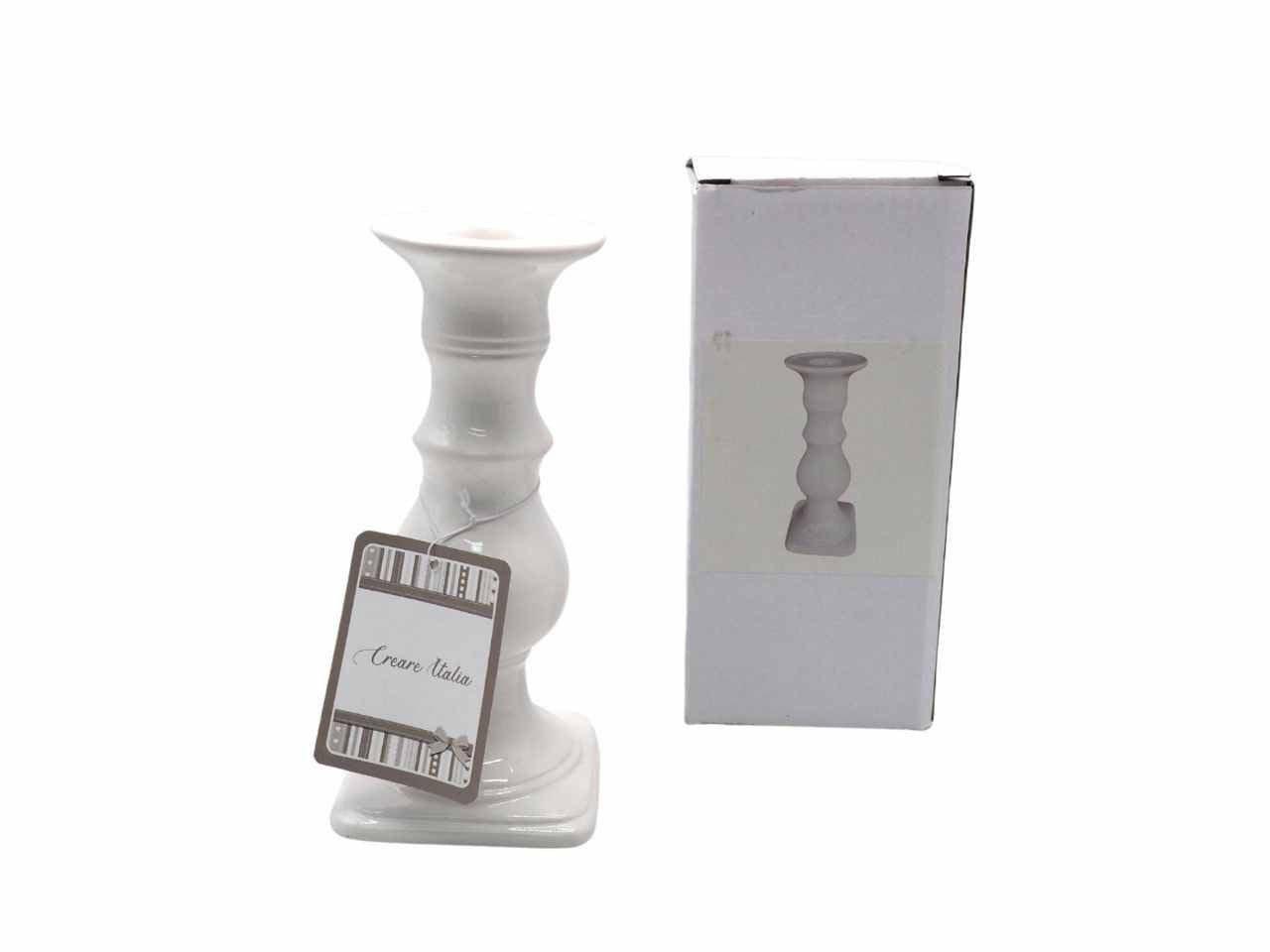Candelabro bianco ceramica i mis. 18/d.8cm