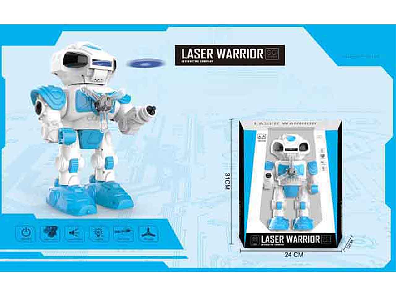 Robot laser warrior c/luce/suono 24x12x31