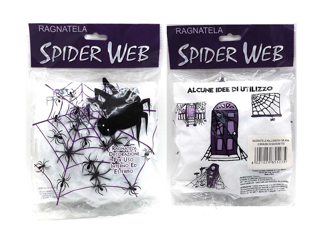 Ragnatela halloween 40 grammi con 5 ragni in sacchetto
