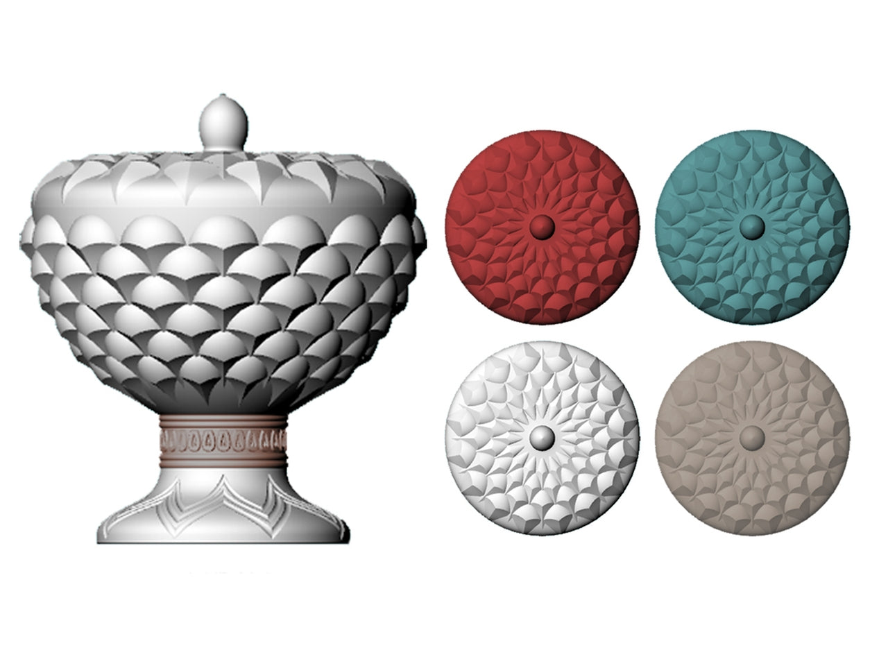 Scatola pigna lucida con coperchio 15,5x16x16cm colori assortiti