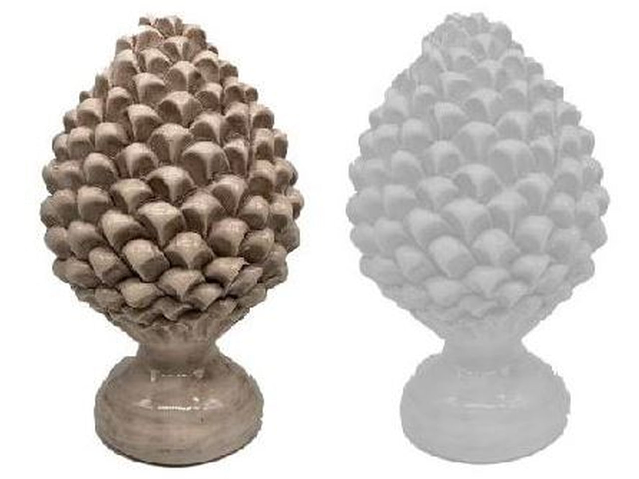 Pigna lucida anticata h.38cm bianco/tortora