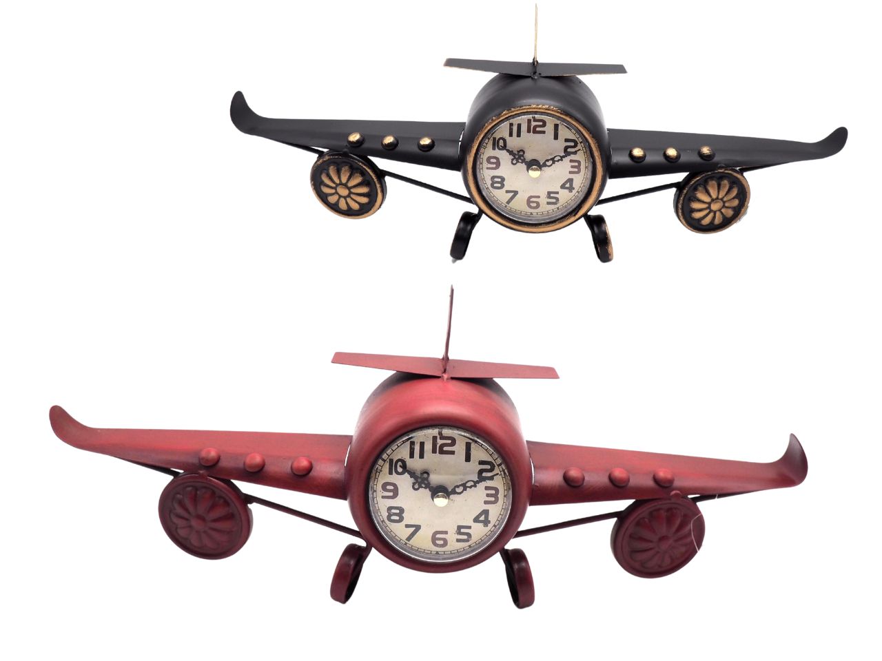 Orologio metallico aereoplano da tavolo in 2 colori assortiti