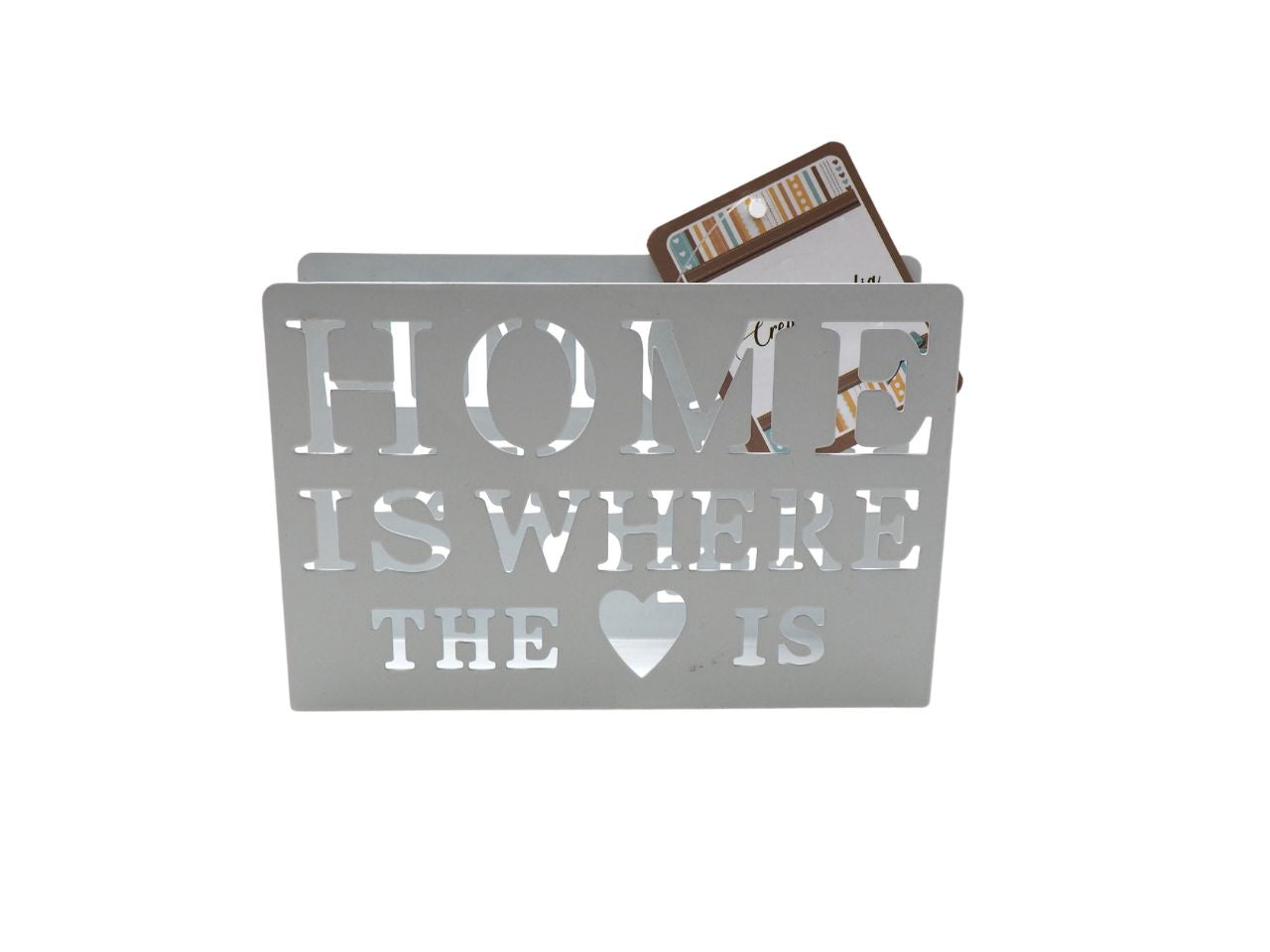 Porta salviette in metallo h.15x10x4cm home is where the love is bianco