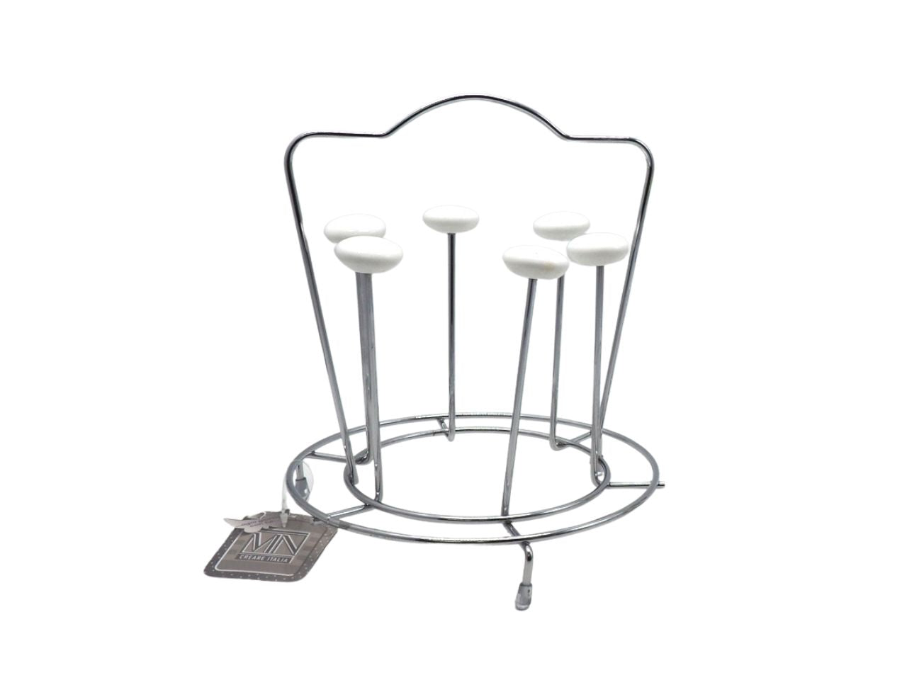 Porta bicchieri d.19cm con 6 pomelli bianco