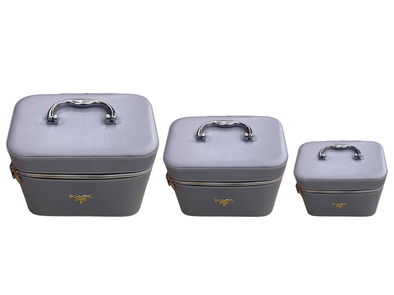 Set di 3 Borselli rigidi in tessuto con manico