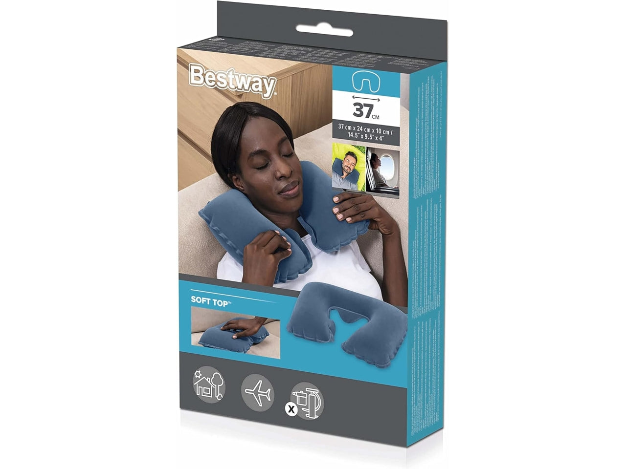 Cuscino cervicale da viaggio 37x24x10cm in 2 colori