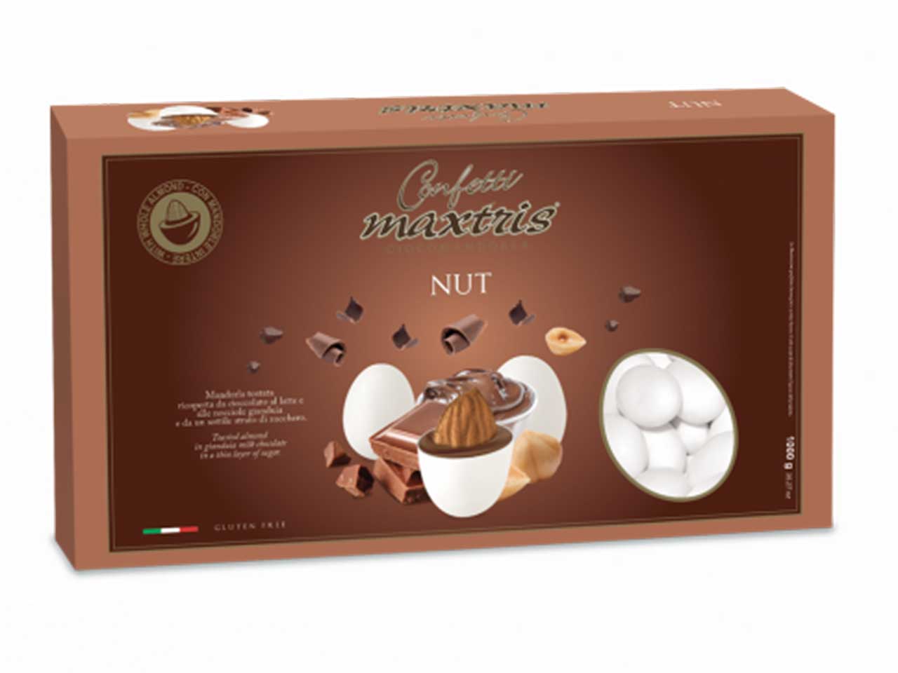 Confetti Maxtris Nut al gusto di cioccolato al latte e nocciole gianduia per bomboniere - 1kg