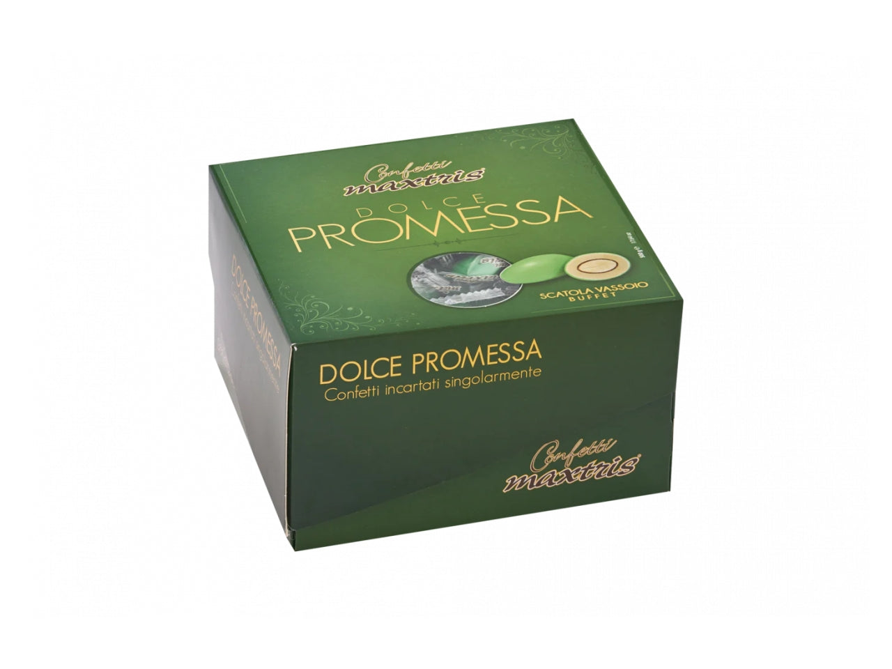 Confetti Maxtris Dolce Promessa Verde ricoperti di cioccolato fondente e bianco per bomboniere di fidanzamento - 500gr