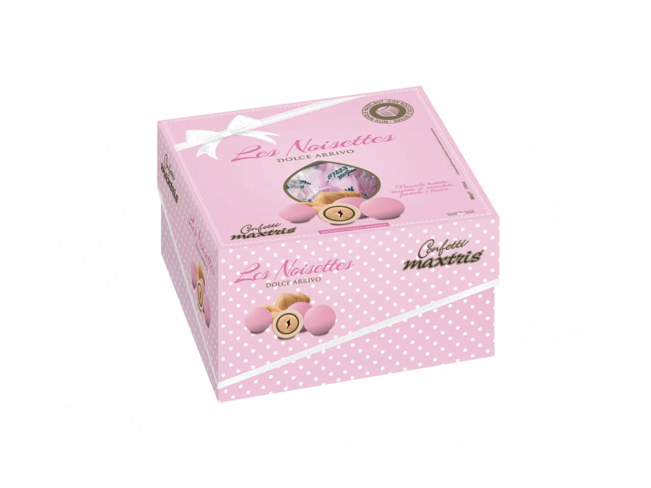 Confetti Maxtris Dolce Arrivo Rosa ricoperti di cioccolato fondente e bianco per nascita e battesimo bimba - Les Noisettes - 500gr