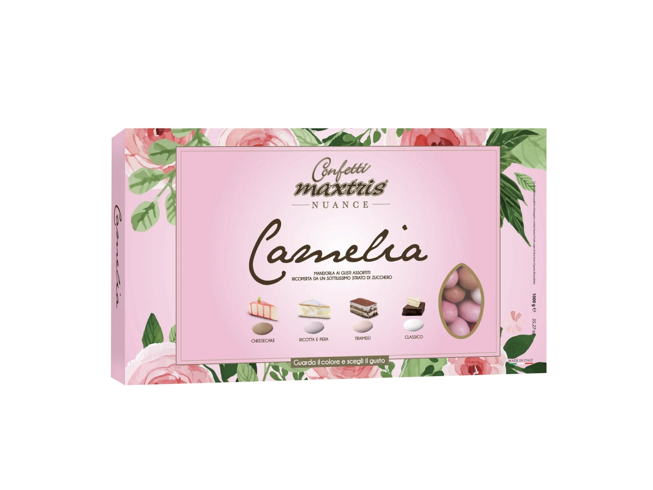 Confetti Maxtris Nuance Cameliaper ricoperta da cioccolato bianco o fondente per bomboniere - 1kg