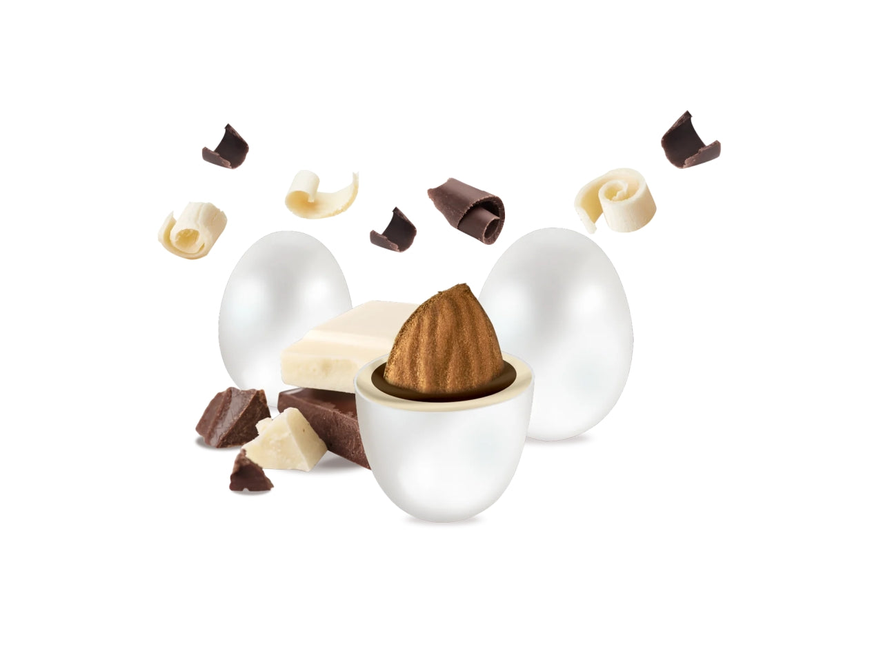 Confetti Maxtris Perlati Bianchi al cioccolato fondente e bianco per bomboniere - 500gr