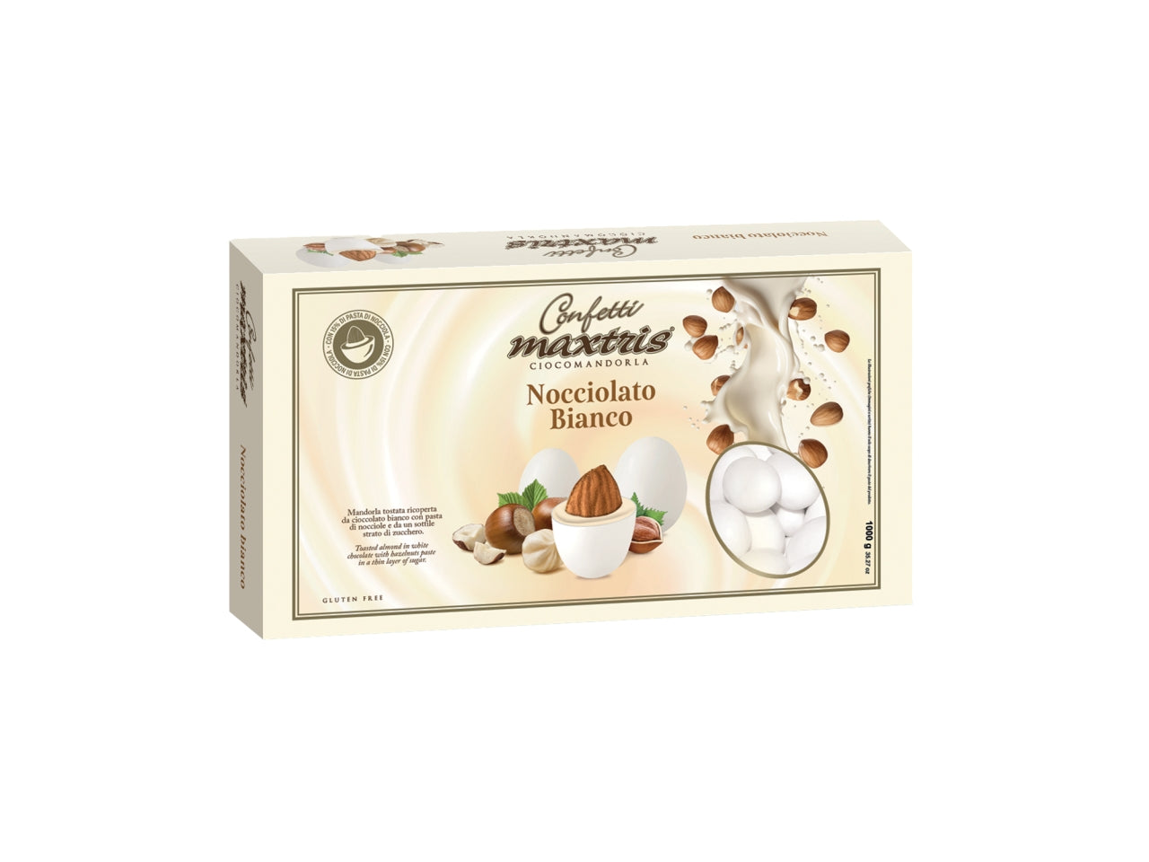 Confetti cioccomandorla gusto nocciolato bianco, 1kg - Maxtris