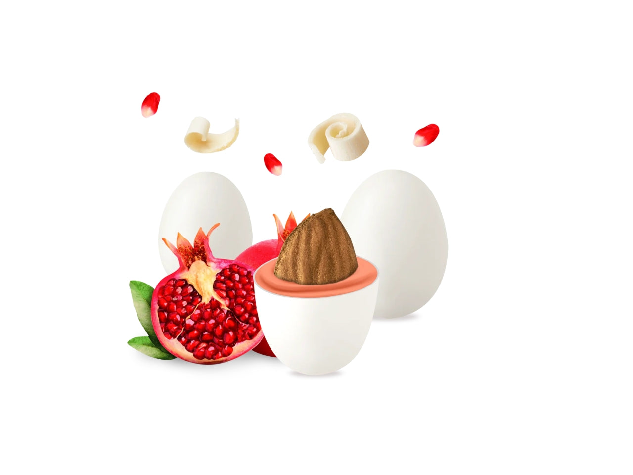 Confetti cioccomandorla bianchi, gusto melograno, 1kg - Maxtris