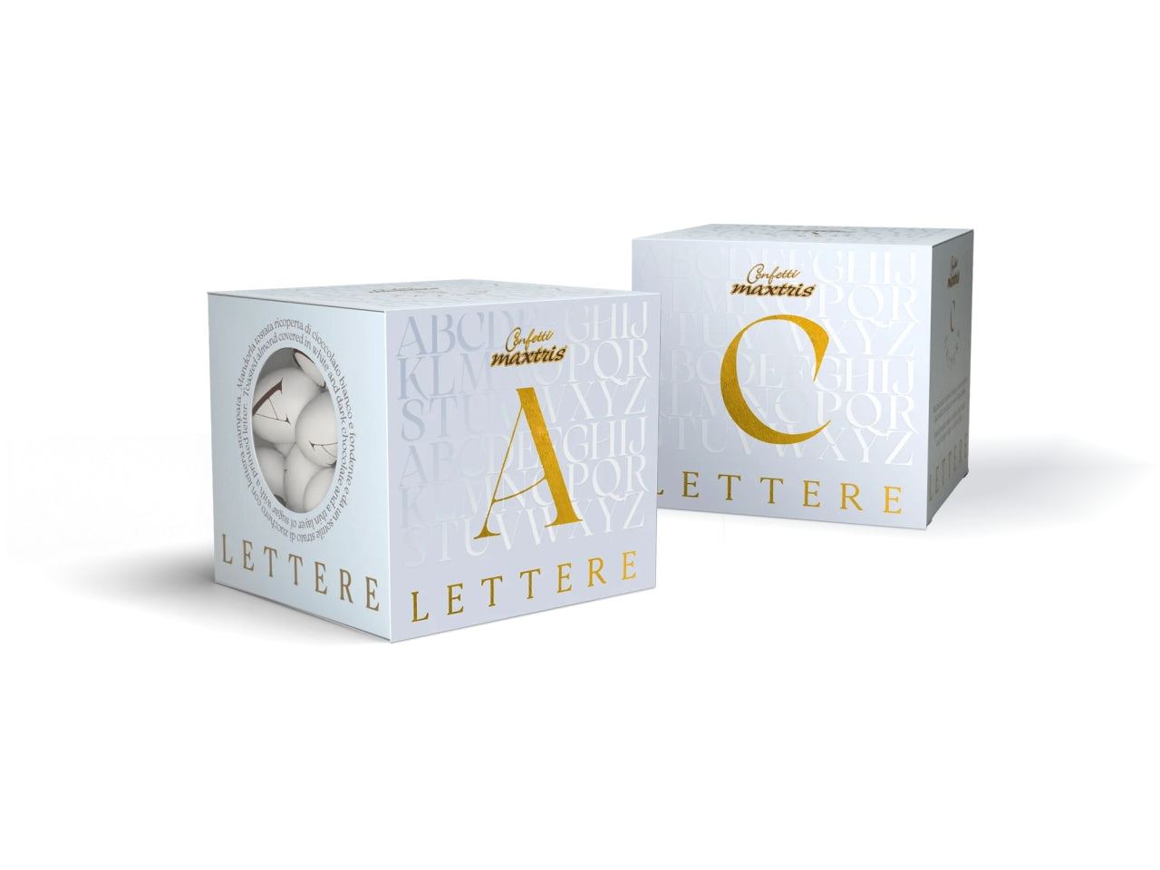 Confetti Lettere cioccomandorla bianchi, lettera P, scatola da 200g - Maxtris