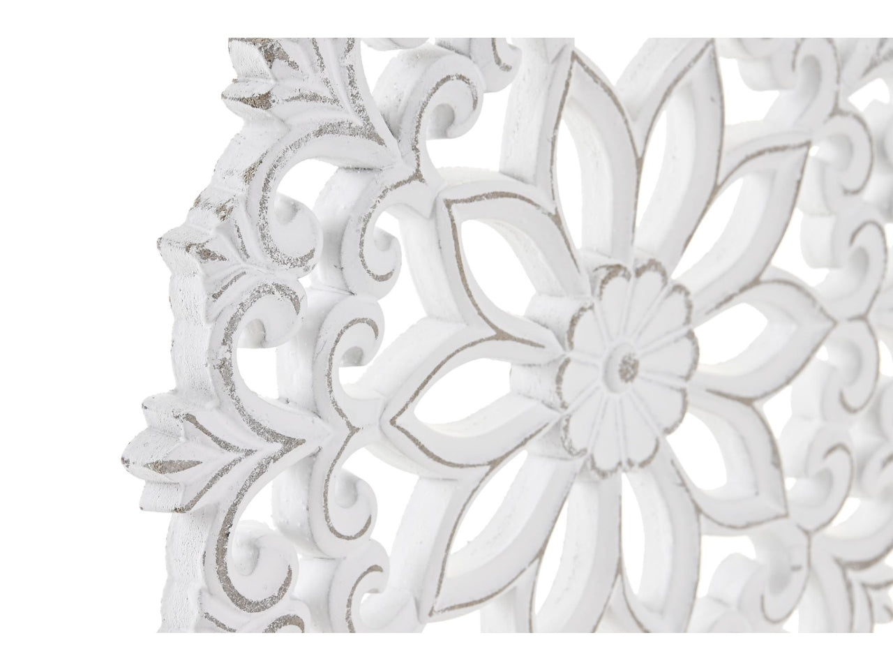 Statua rosone in mdf stile shabby chic bianco 29x7x37 cm - Item