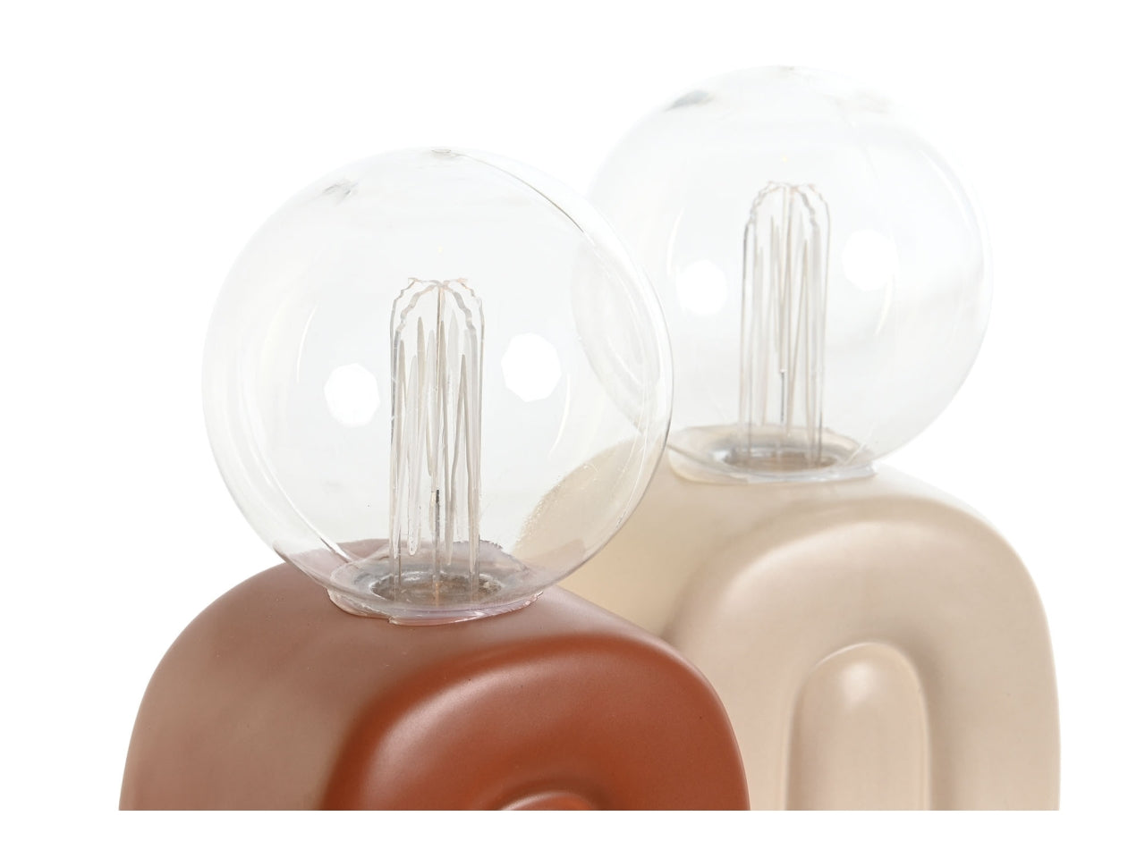 Lampada da tavolo in gres porcellana color terracotta e crema vintage 10x8x16 cm - Item