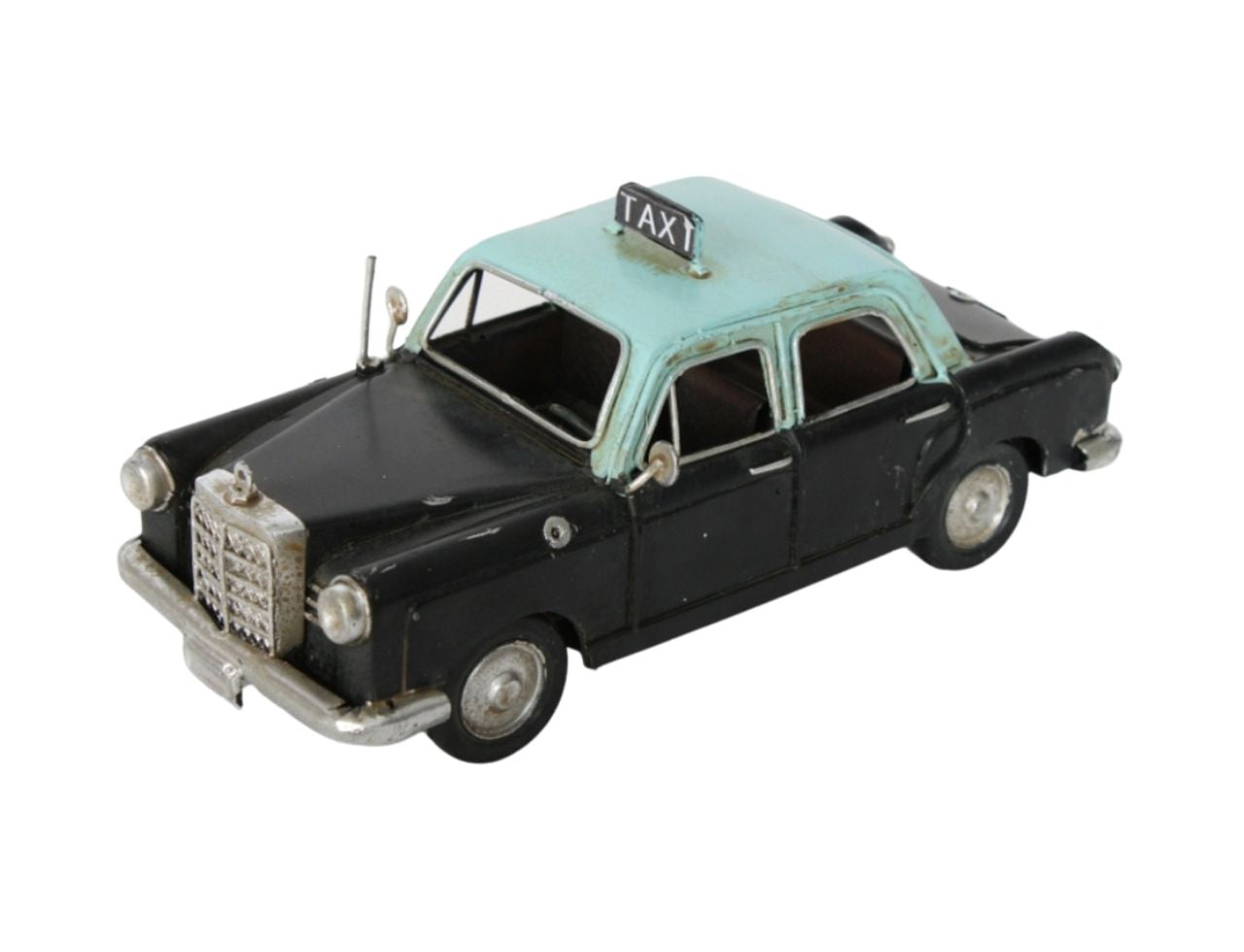 Modellino decorativo auto 200D Mercedes taxi vintage in metallo nero - Item