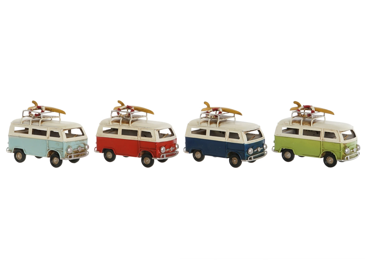 Modellino decorativo pulmino simil Volkswagen vintage in metallo 2 colori assortiti - Item