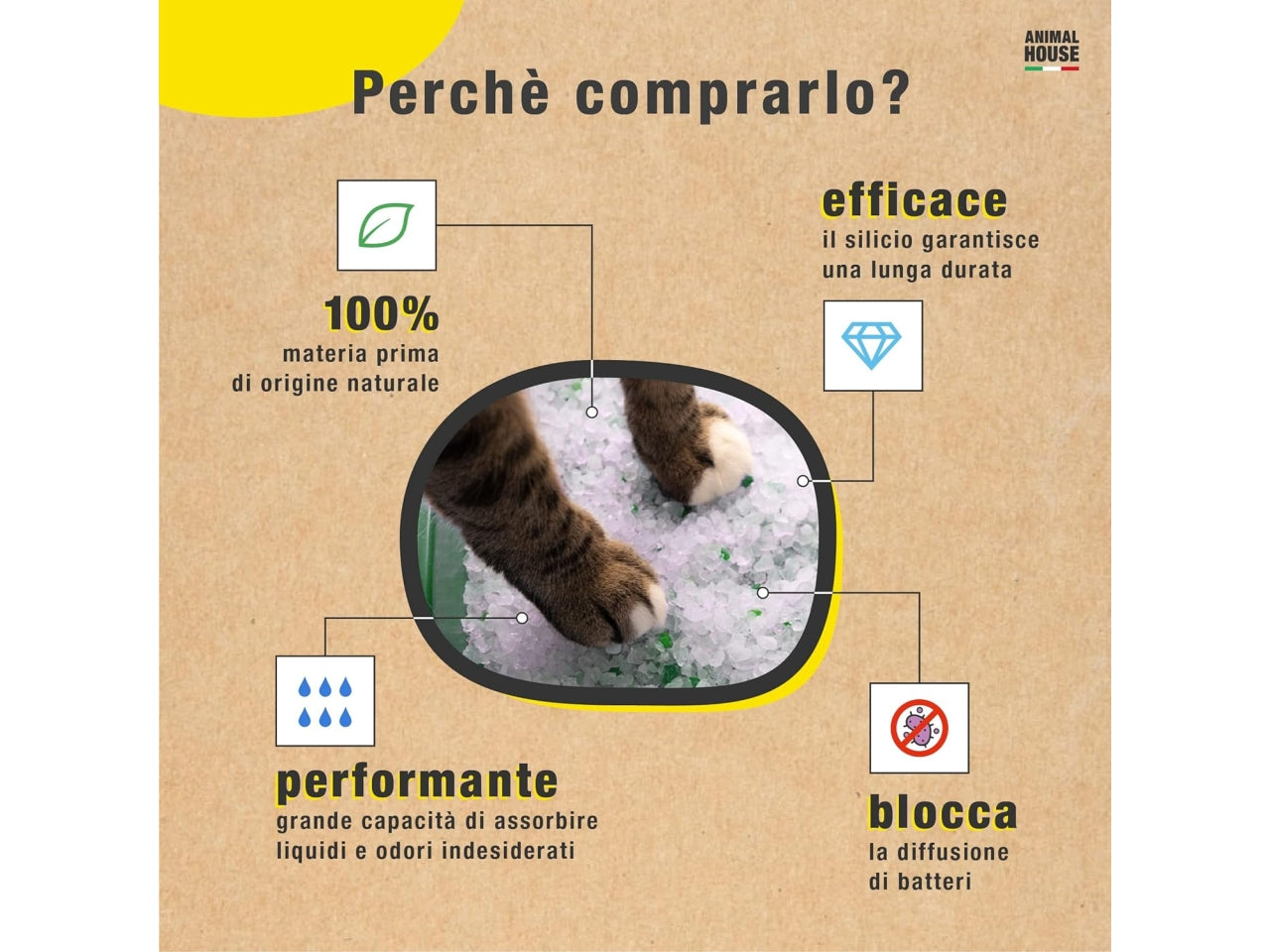 Lettiera toilet time in cristalli di silicio per gatti 5l antistatica all'aloe vera