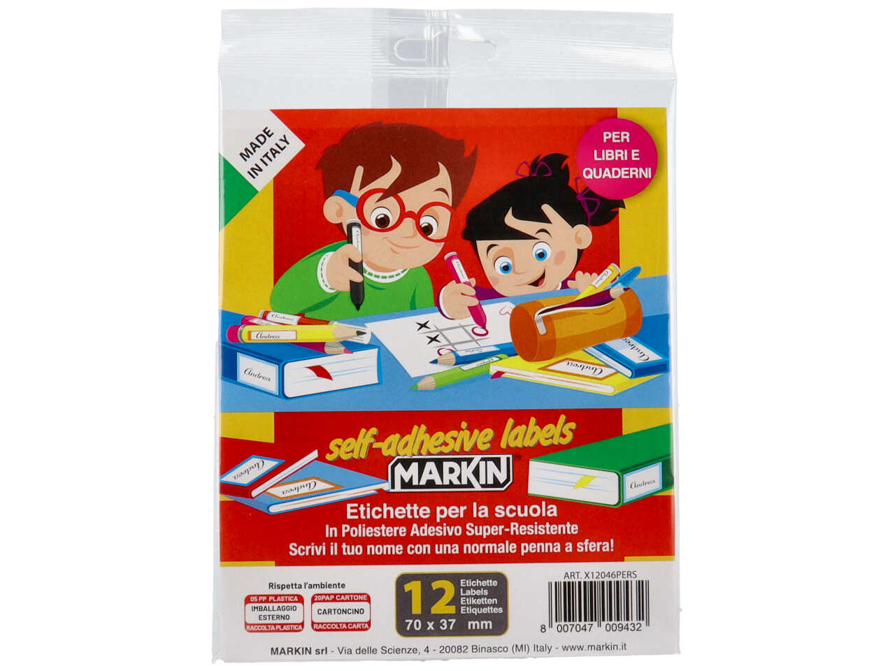 Etichette 70x37mm 12 pezzi per libri/quad.x120460pers